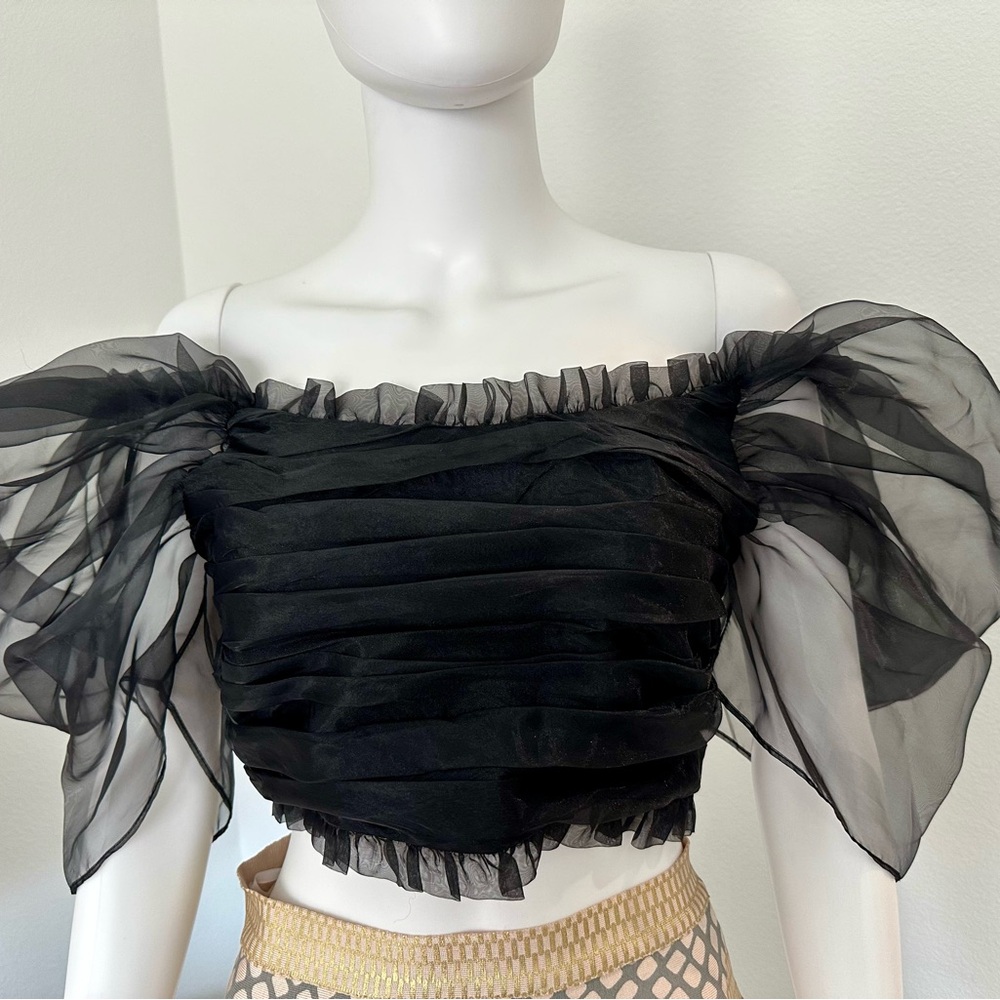 NWT Zara Cropped Organza Off-Shoulder Top Size Medium